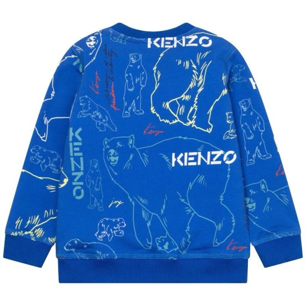 Kenzo Boys Crazy Jungle Sweatshirt Crew Neck Embroidered Long Sleeve Size 2A